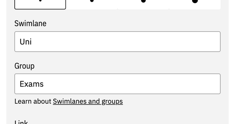 Swimlane and group in the event form